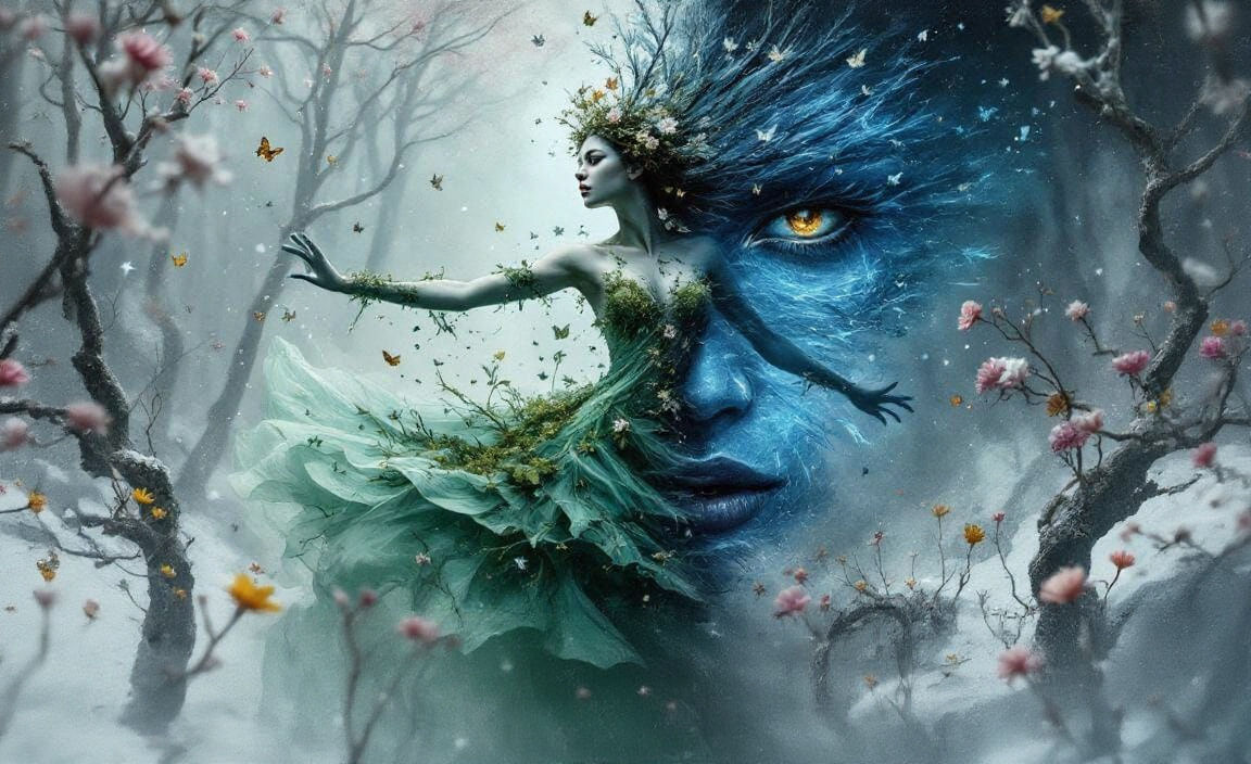 Goddess Portrait in Manhwa Glitchcore Style