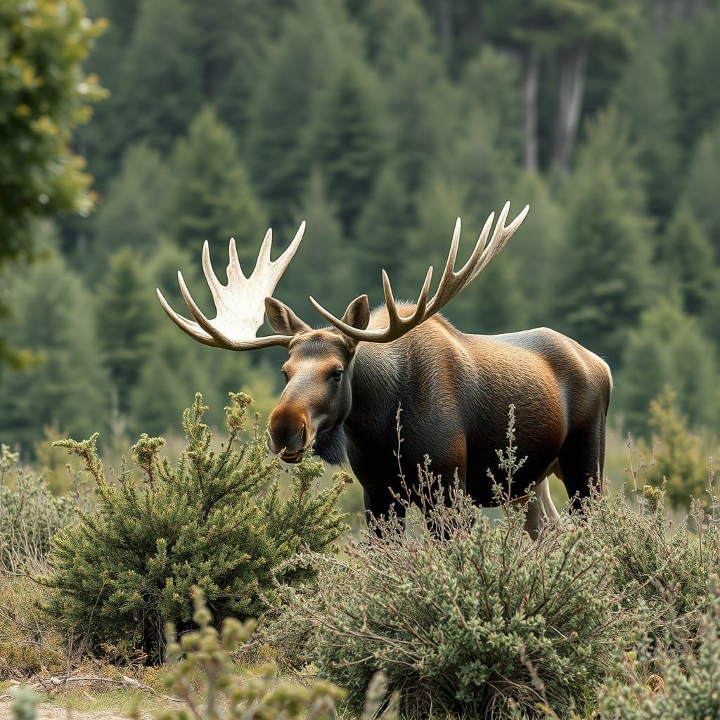 Moose Feeding: Hyperrealistic Silver Nitrate Photo
