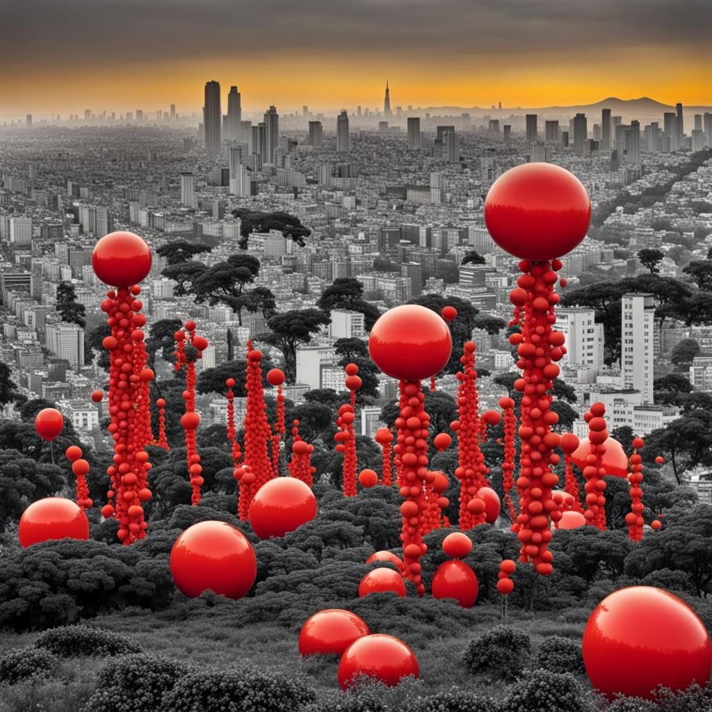 Dystopian Ferris Wheel with Red Mannequins