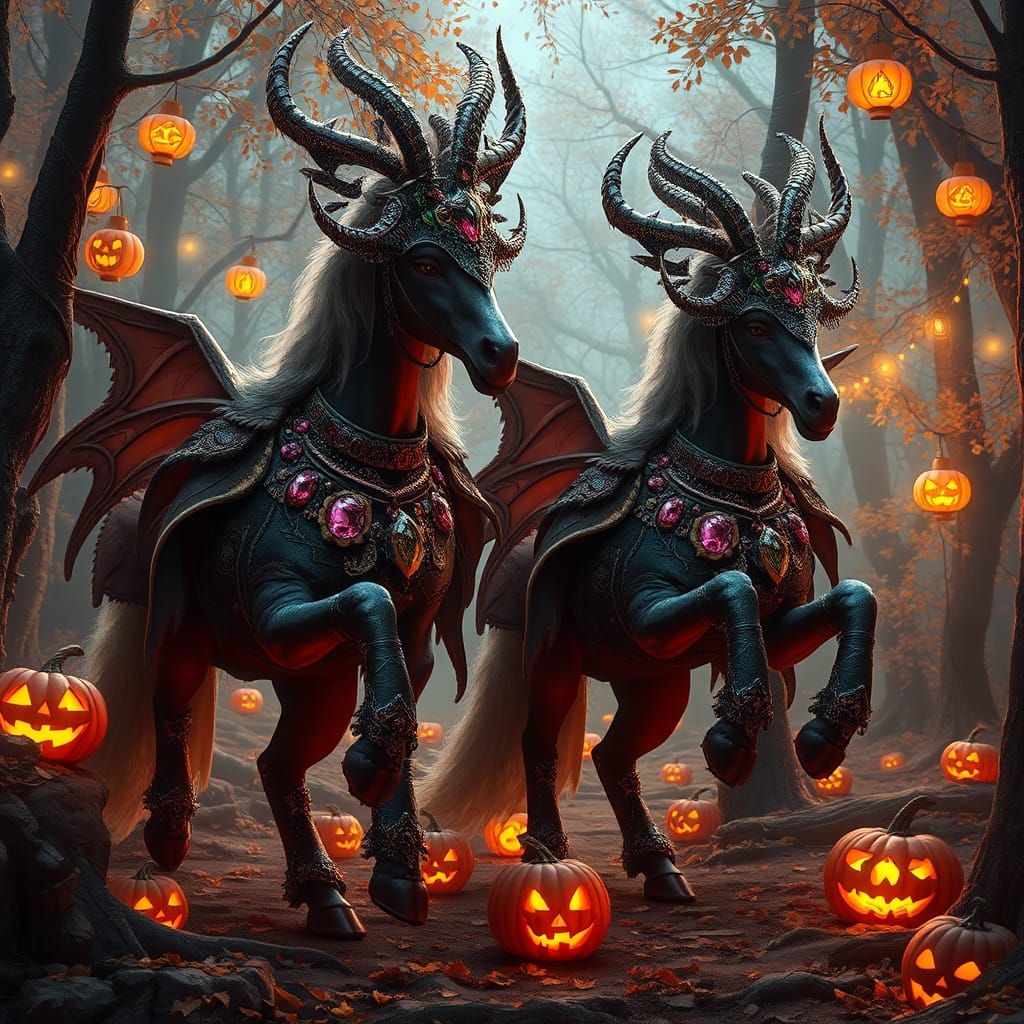 Centaurs' Halloween Celebration in Enchanted Forest