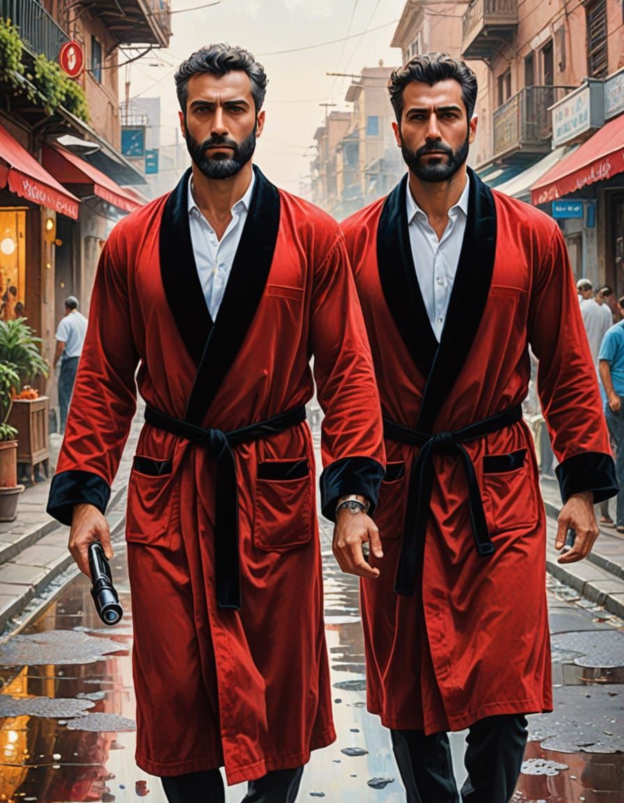 Turkish Men in Red Velvet Bathrobes