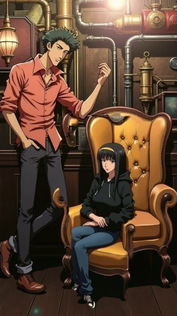 Confident Gentleman and Elegant Woman in Lavish Steampunk Ba...