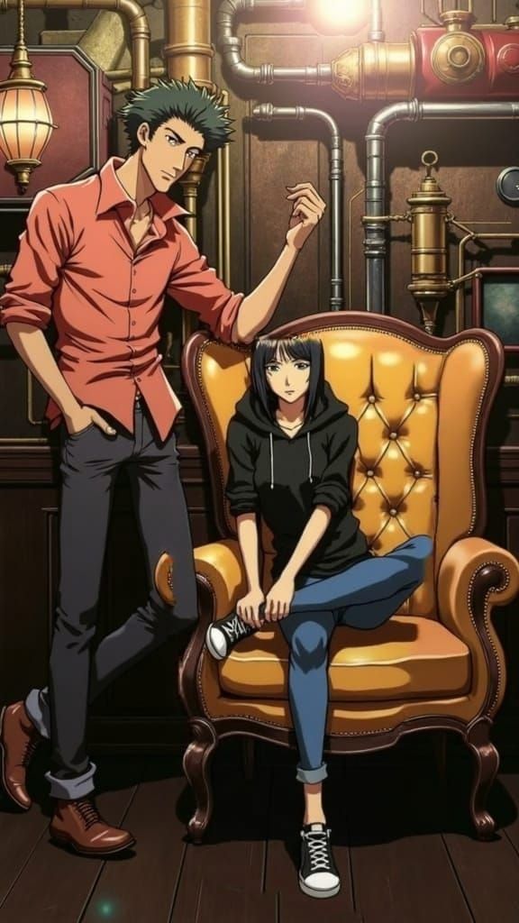 Confident Gentleman Stands Beside Elegant Woman in Lavish St...