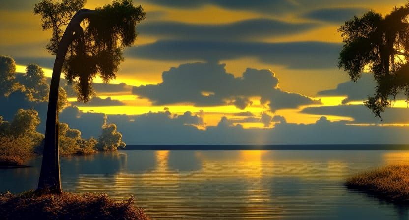 Wind Chimes in Georgia Bayou: Cel-Shaded Matte Painting