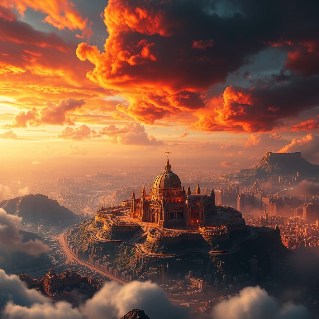 Ethereal New Jerusalem Cityscape in Cyberpunk Futurism