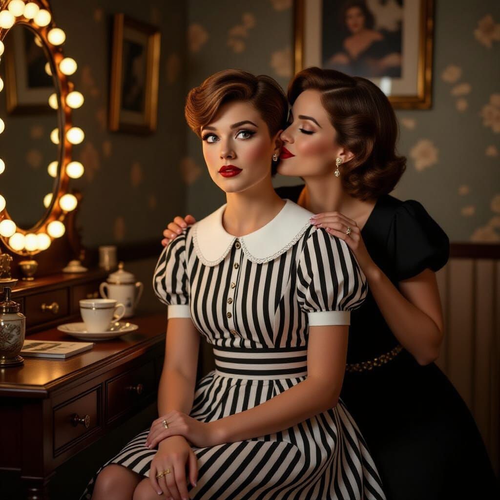 Surprised Young Man Crossdressing at Vanity