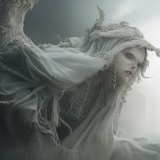 Ultra Realistic Ghost in a Digital Matte Painting