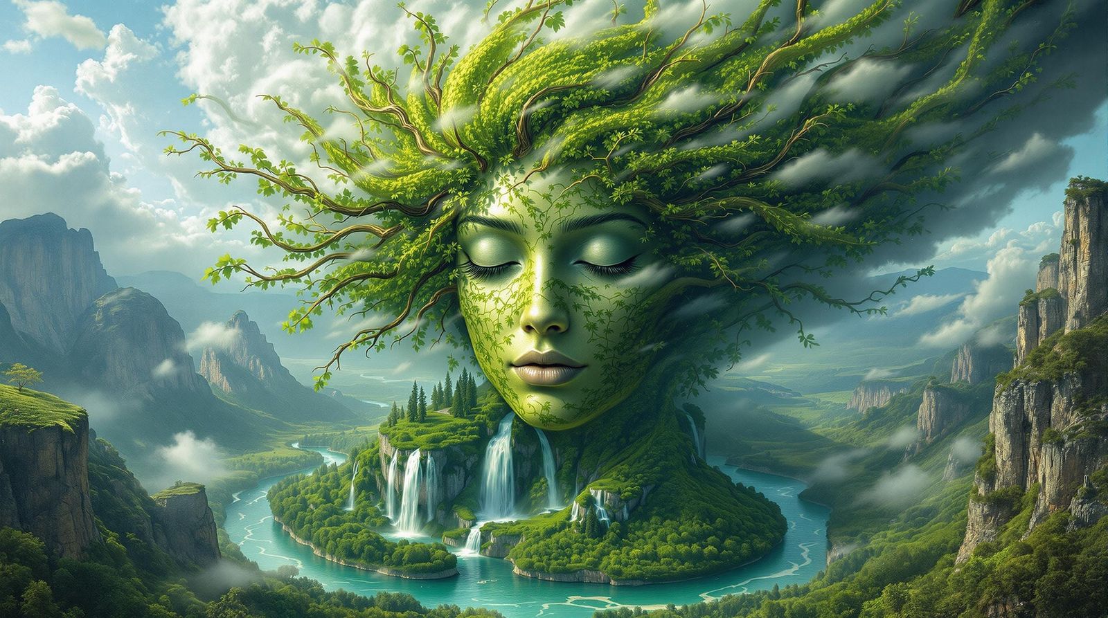 Vesna: Slavic Goddess of Spring in Surreal Landscape