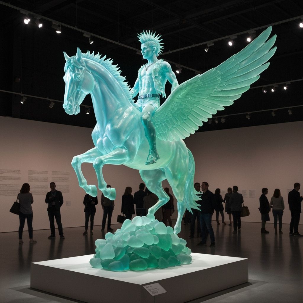 Punk Rider on Pegasus Seaglass Sculpture