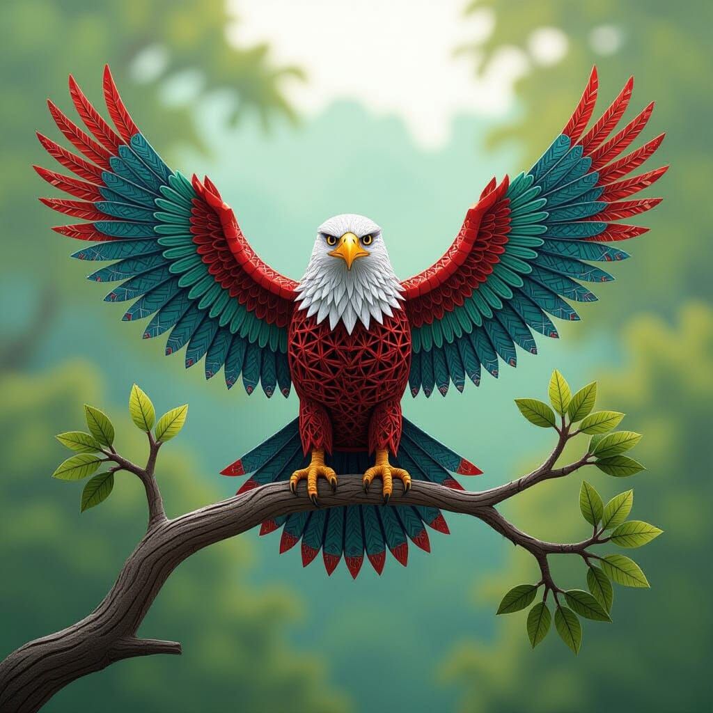 Wired African Fish Eagle Perched on Branch