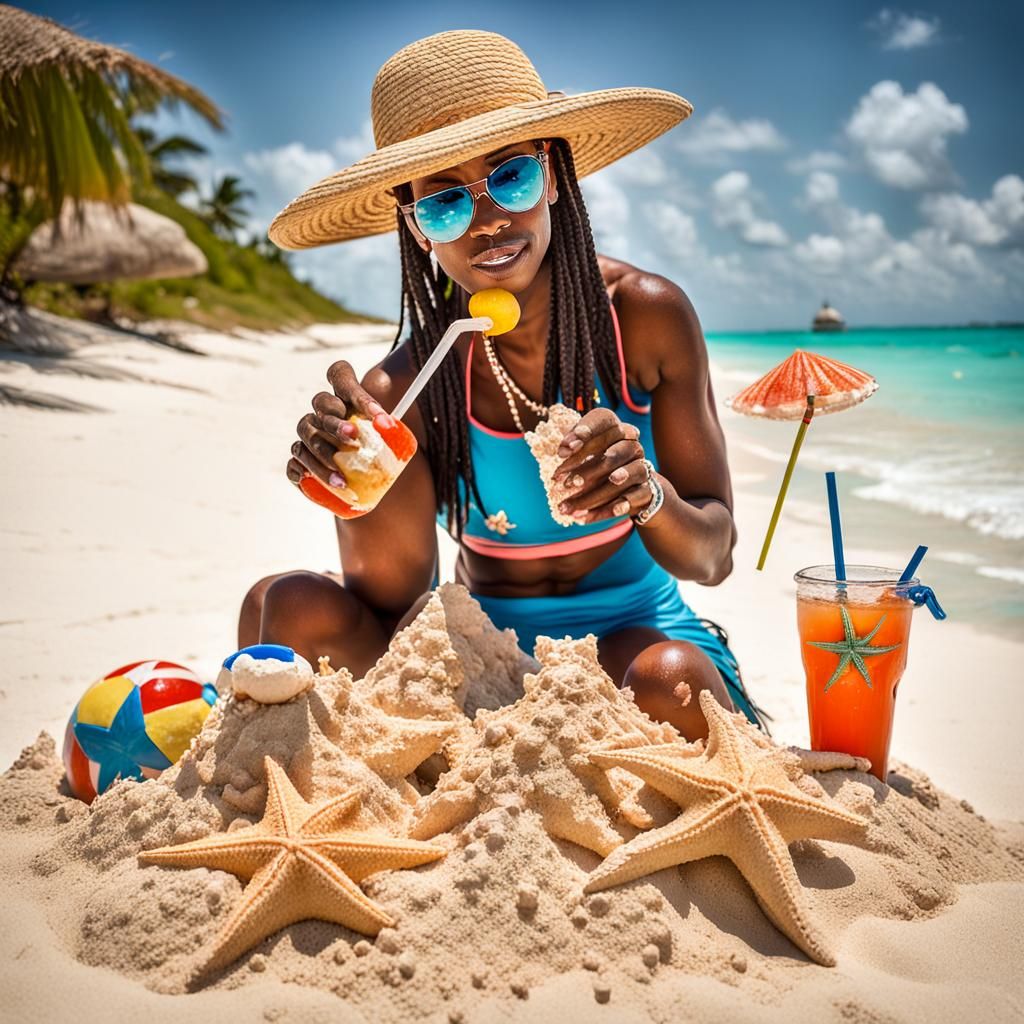 Pinhead Character on Bahamas Beach, Professional Portrait