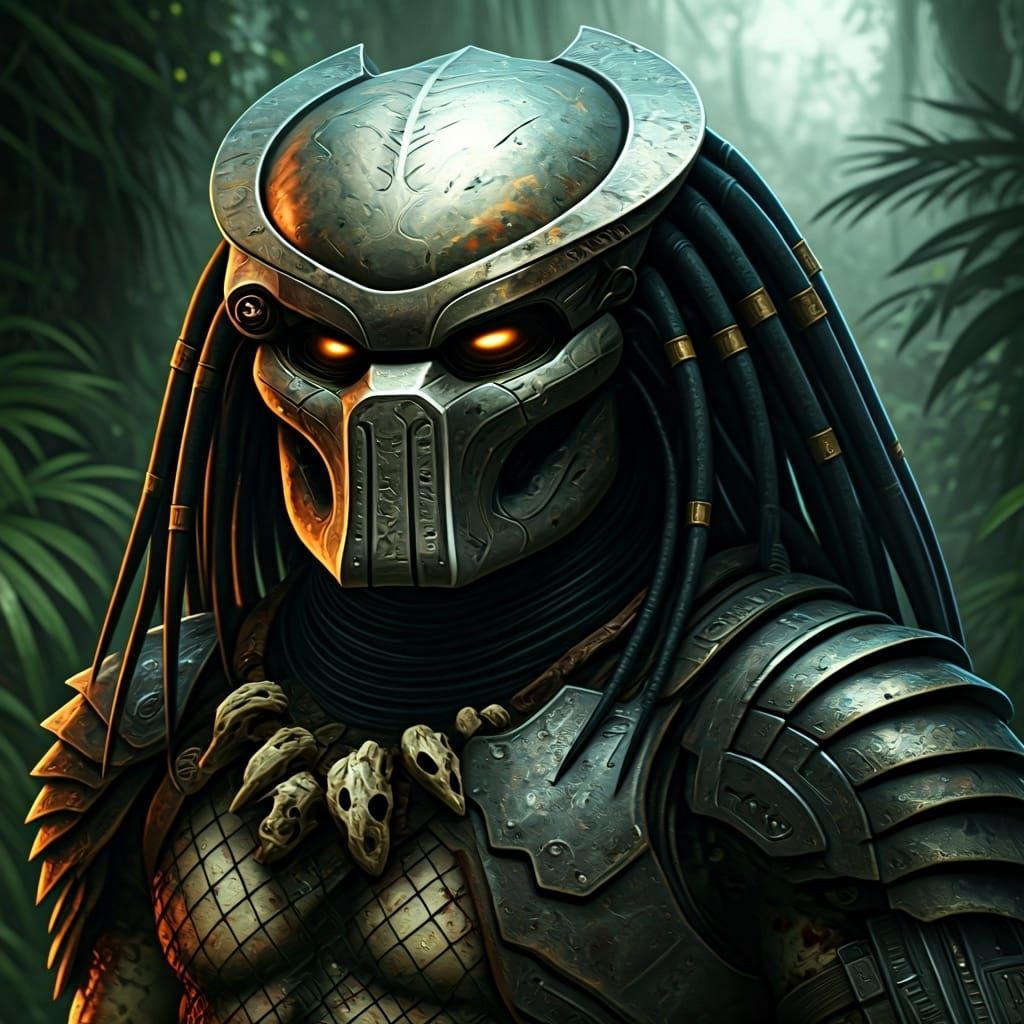Predator Portrait in Cyberpunk Jungle Style