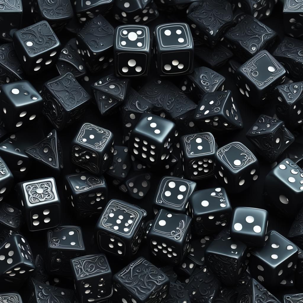 Dramatic Black Dice in Digital Matte Painting