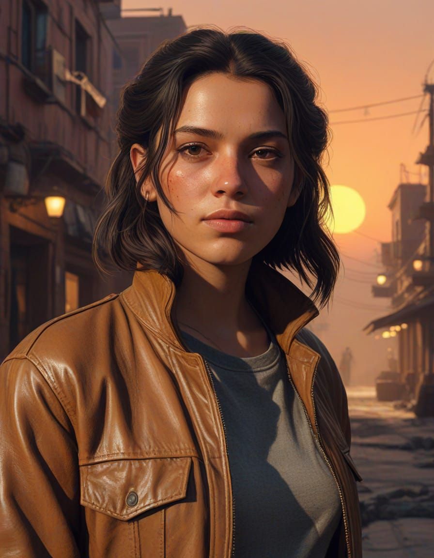 Humberly González in Distressed Leather Jacket on Tatooine