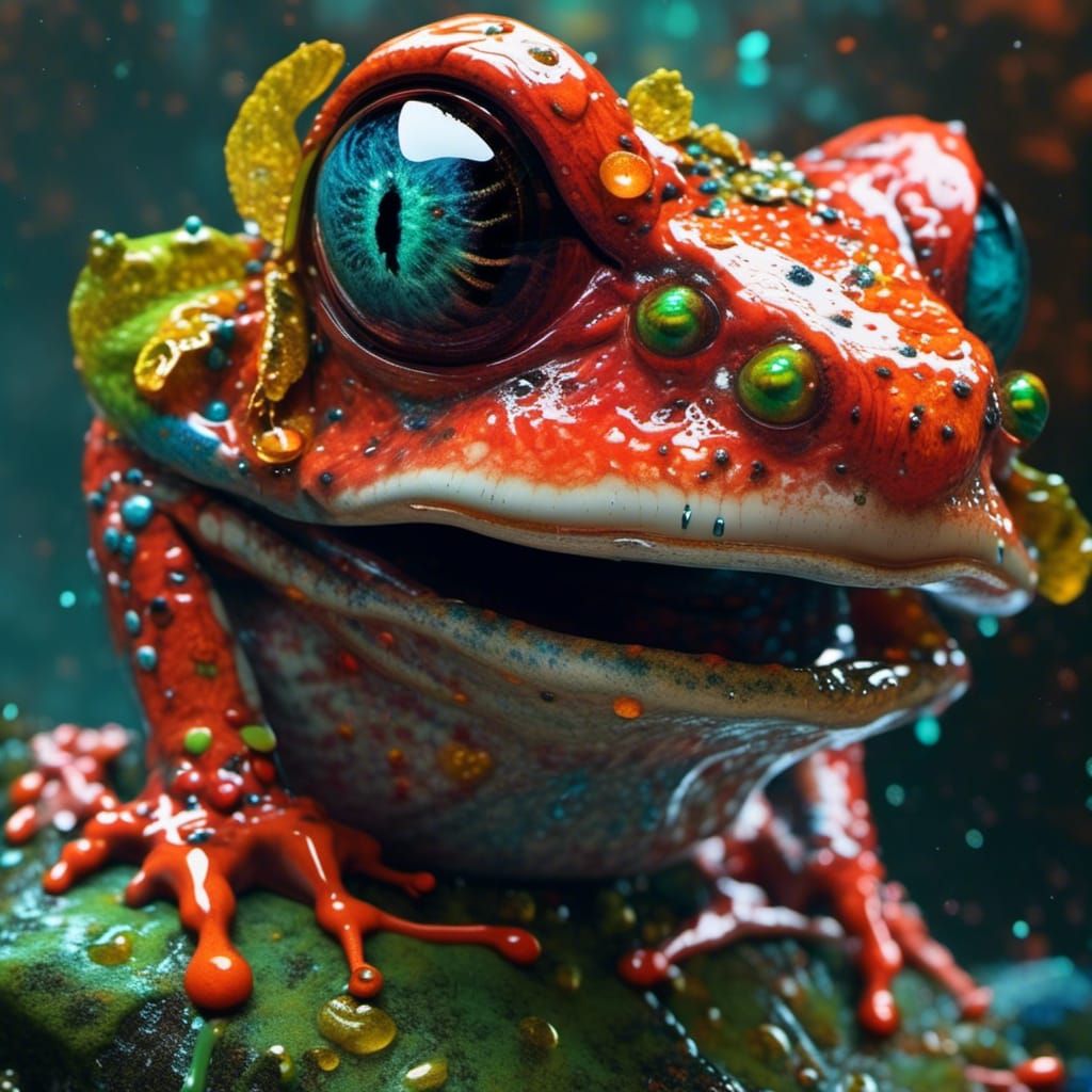 Grotesque Multi-Eyed Frog: A Sinister Collage