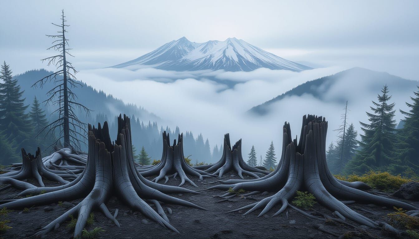 Mount St. Helens Foggy Landscape Photography