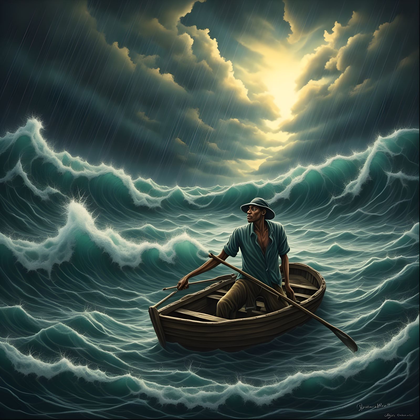 Sailor's Agony: Storm-Torn Ocean Survival