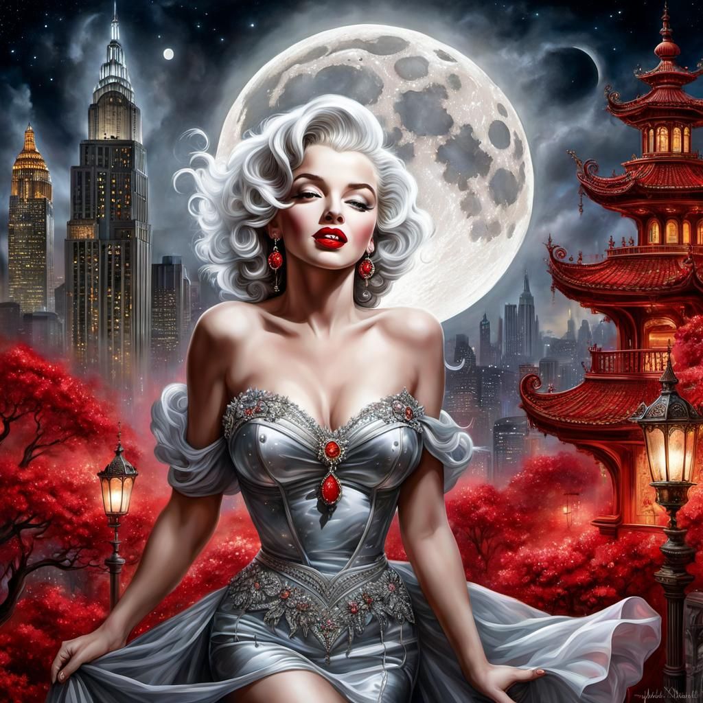 Marilyn Monroe Cityscape in Luminism Style