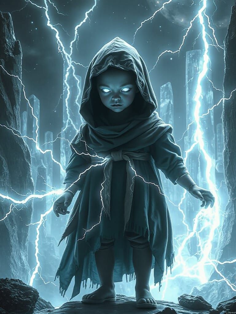 Bioluminescent Child Conducts Electricity in Crystal City