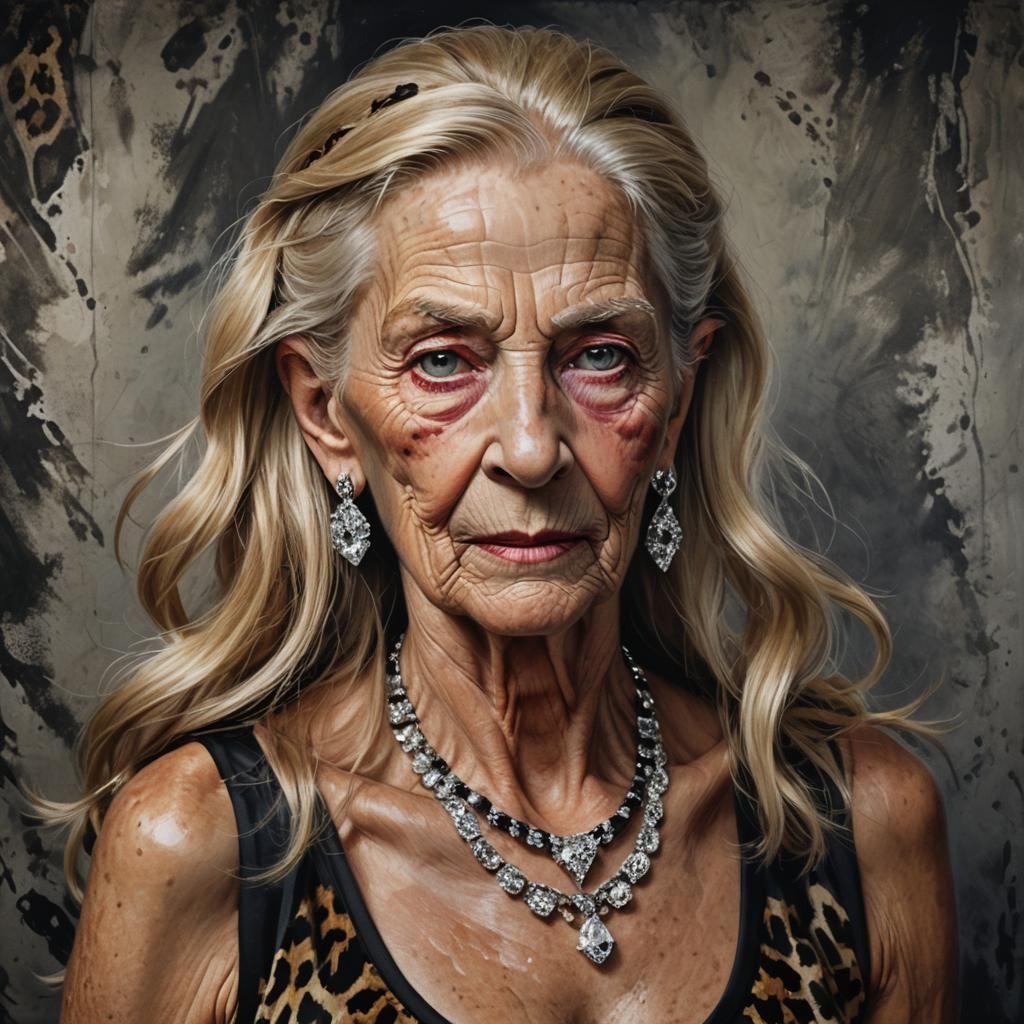 Hyperrealistic Portrait of an Elderly Woman in Art Nouveau S...