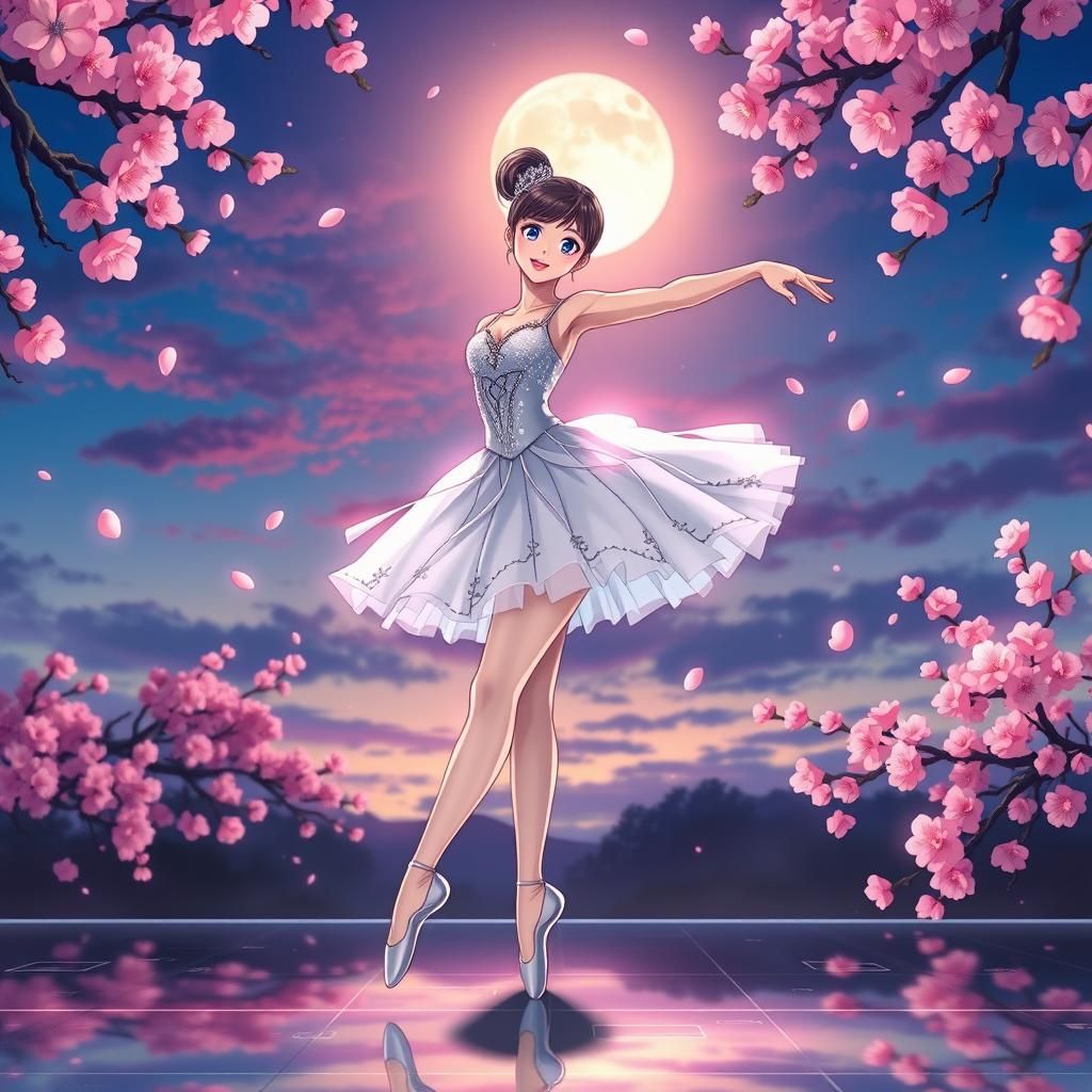 Swan Princess Ballerina in Anime-Style Twilight