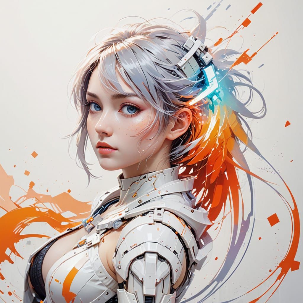 Cyborg Girl with Nintendo Switch Embodied in Her Form