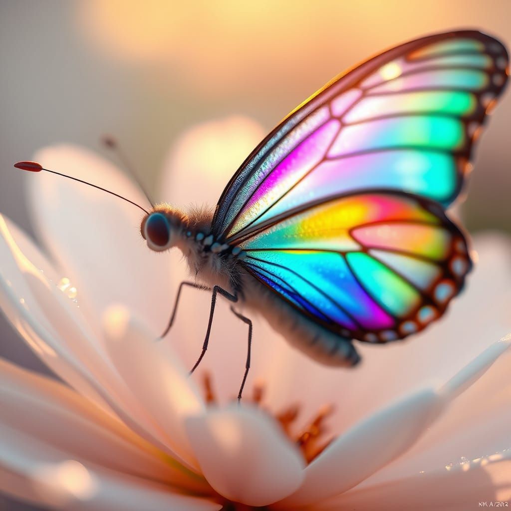 Vibrant Butterfly in a Dreamy Floral Setting