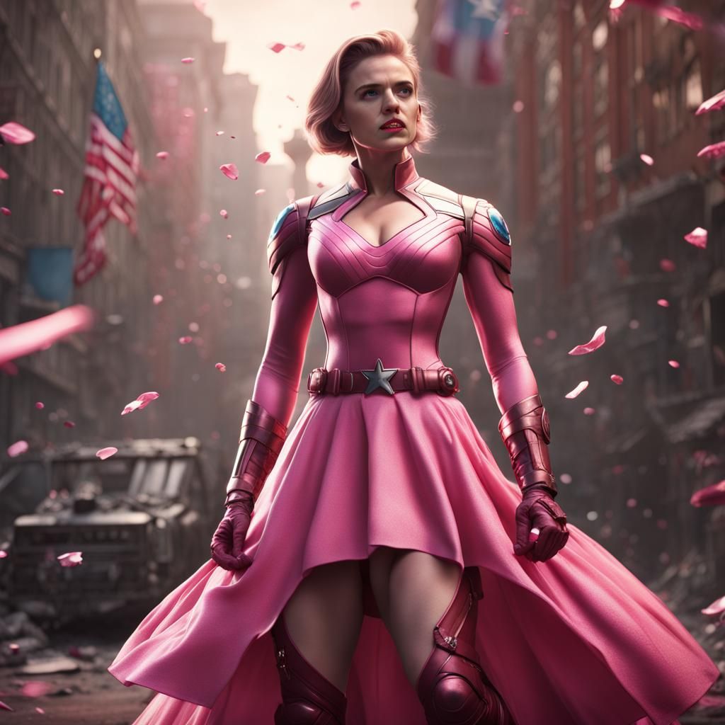 Female Captain America in Detailed Matte Painting