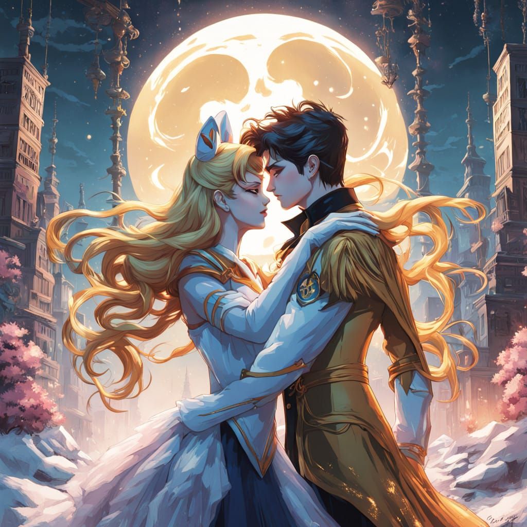 Moonlit Romance in Hyperrealistic Style