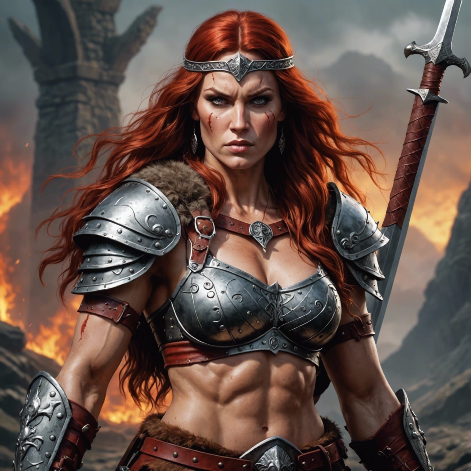 Red Sonja: Beautiful Barbarian Warrior in Fantasy World