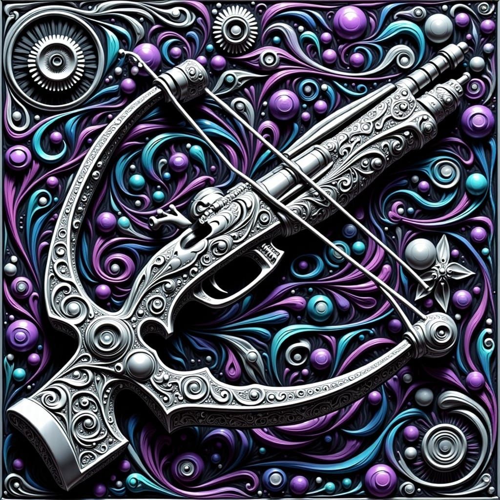 Huntress Crossbow in Psychedelic Visionary Art