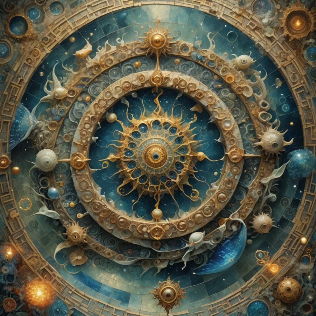 Kaleidoscopic Mandala of Fish and Flowers