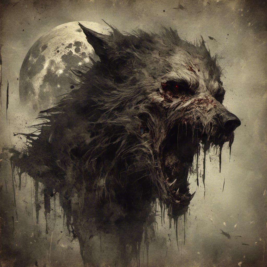 Macabre Werewolf in London Under Full Moon