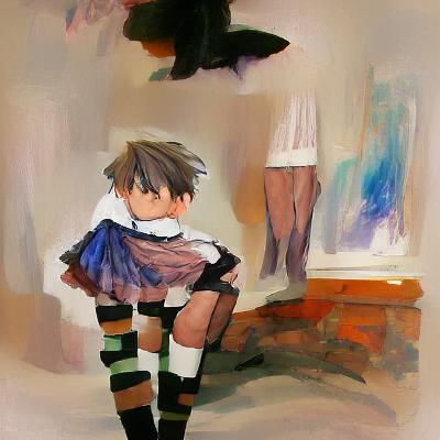 AI Image of Boy in Skirt and Thigh Highs