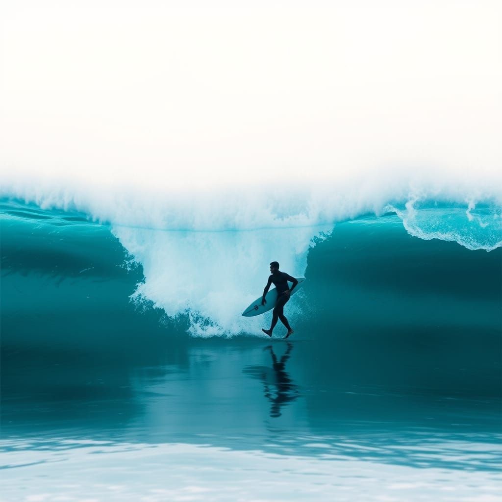 Surfers in Ethereal Impressionistic Double Exposure