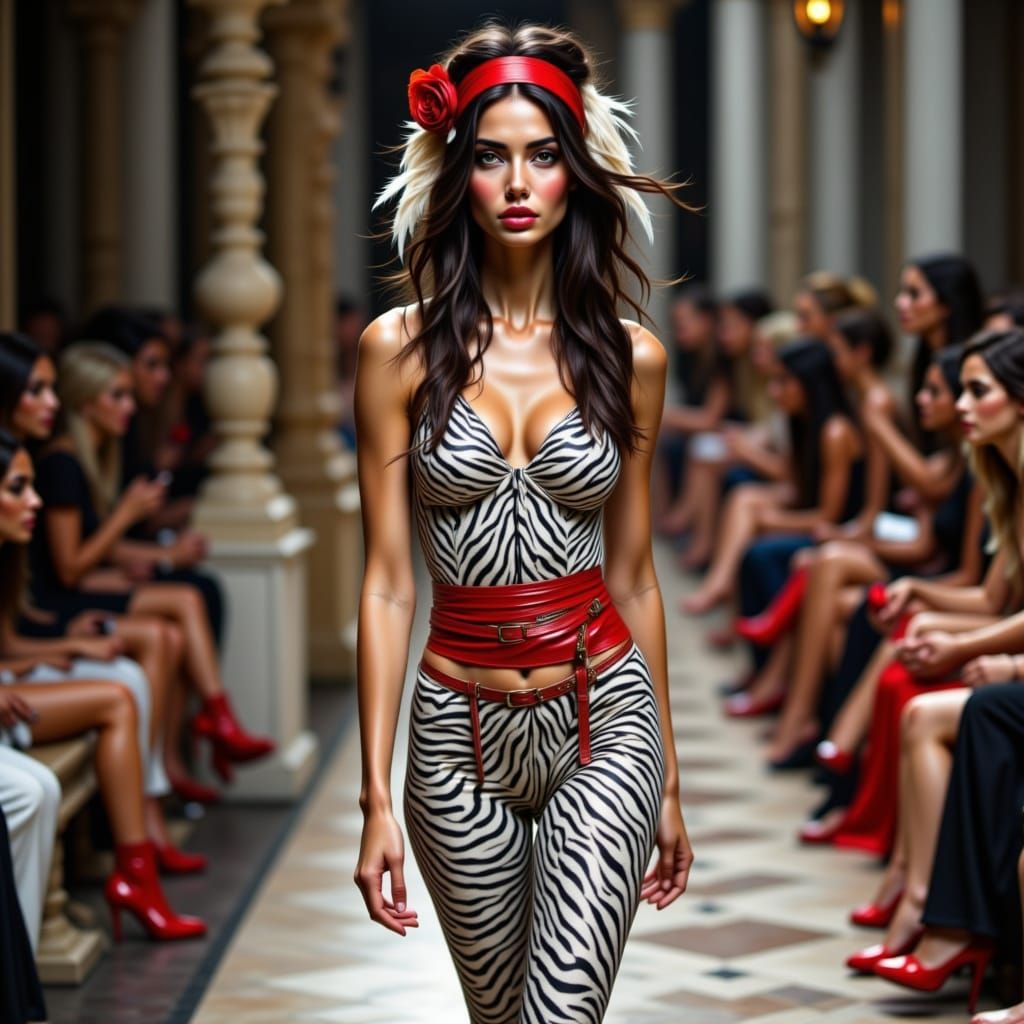 Ethereal Beauty in Zebra Textured Costume