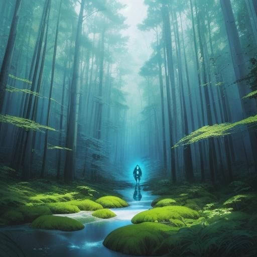 Alien in Lush Forest: Manga Style Digital Painting