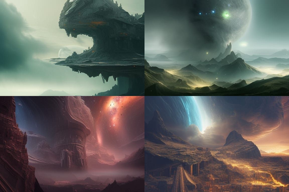 Epic Cinematic Texture of Colliding Universe Worlds