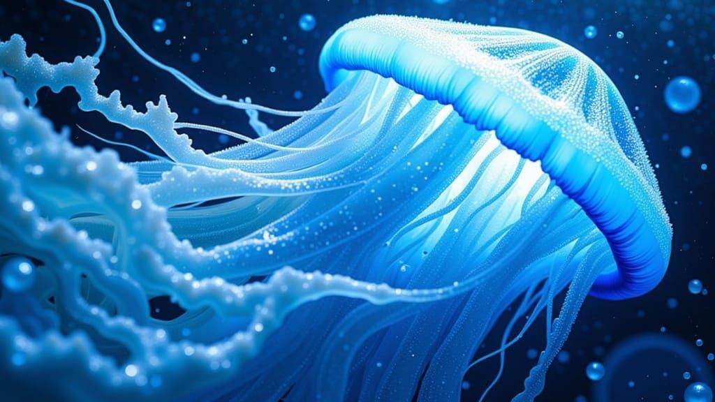 Iridescent Jellyfish in Cosmic Storm