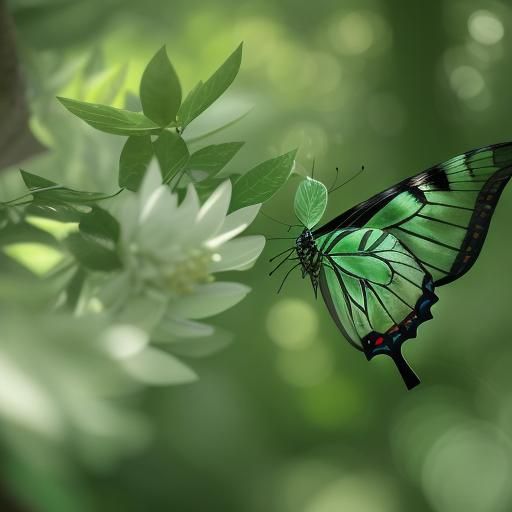 Sunlit Forest Glade with Butterflies