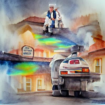 Cyberpunk Car Parked on Wet City Street