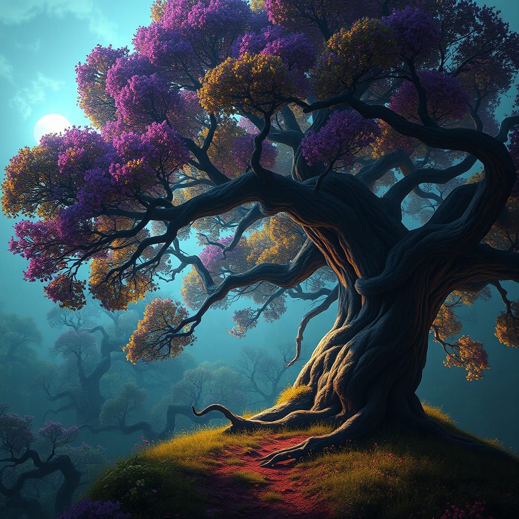 Ethereal Chestnut Tree in Dark Fantasy Style
