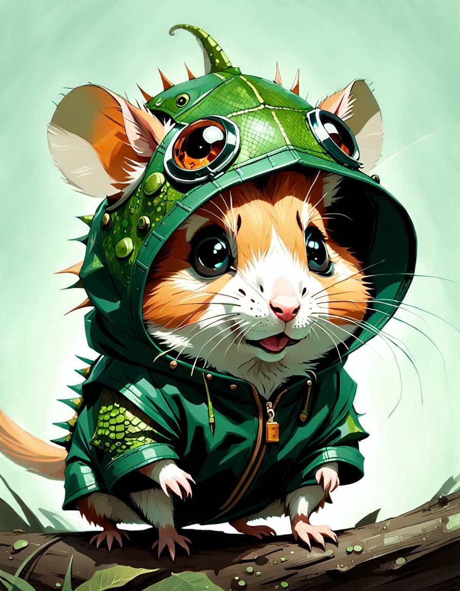 Hamster in Lizard Costume Digital Art