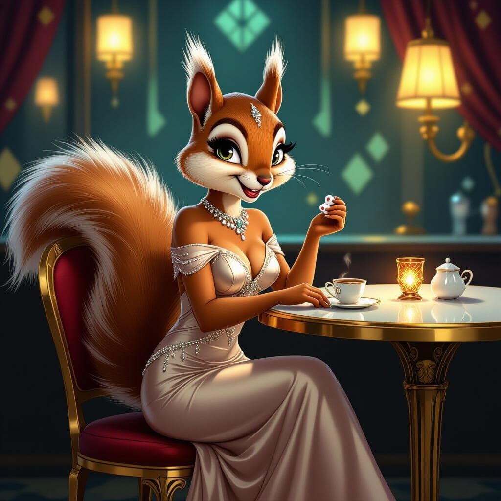 Art Deco Squirrel Girl at Jazz Club