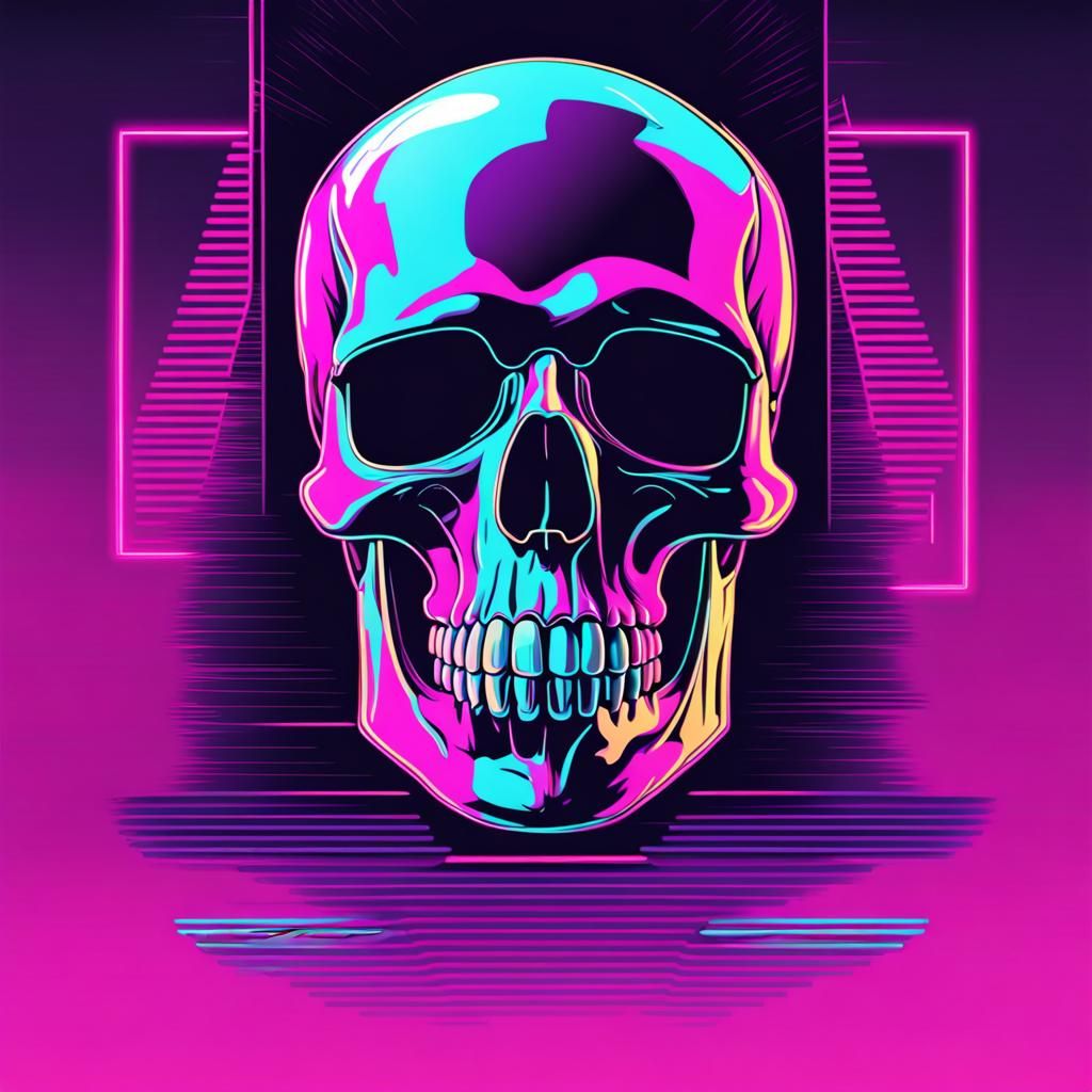 Synthwave Skull with Neon Retro Style