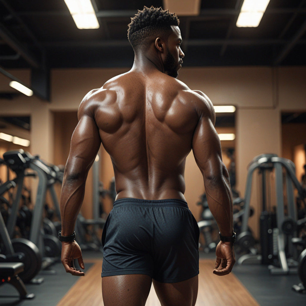 Handsome Man in Gym: Hyper-Realistic Fitness Art