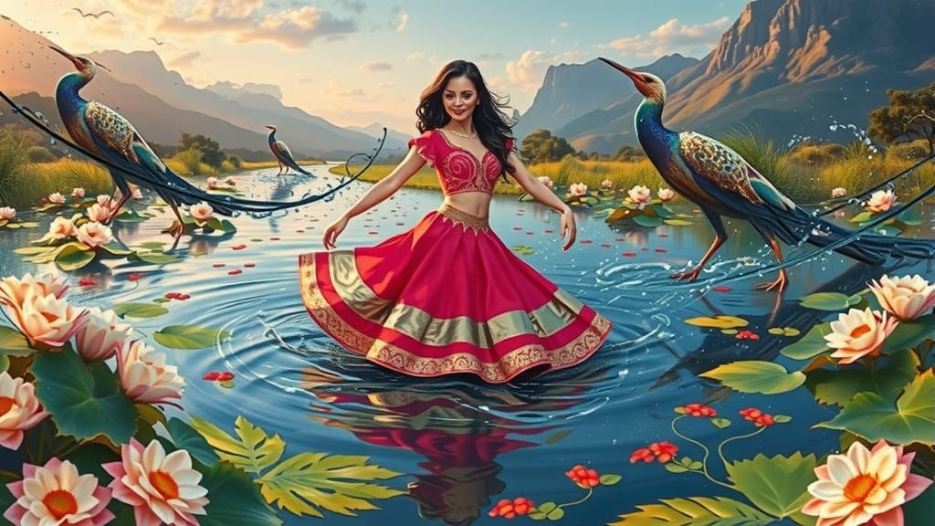 Dancer in Ethereal Motion, Set Against a Cosmic Gradient