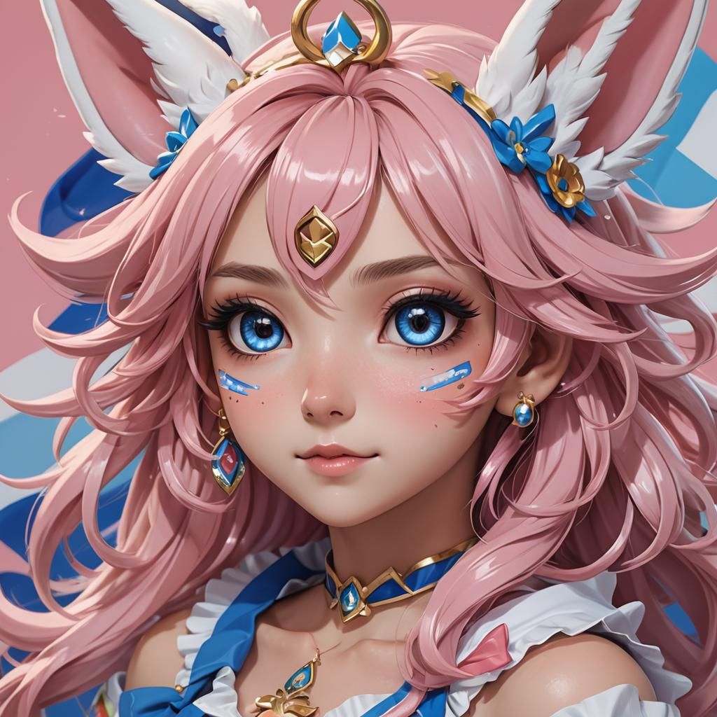 Anime Woman with Transgender Pride Details