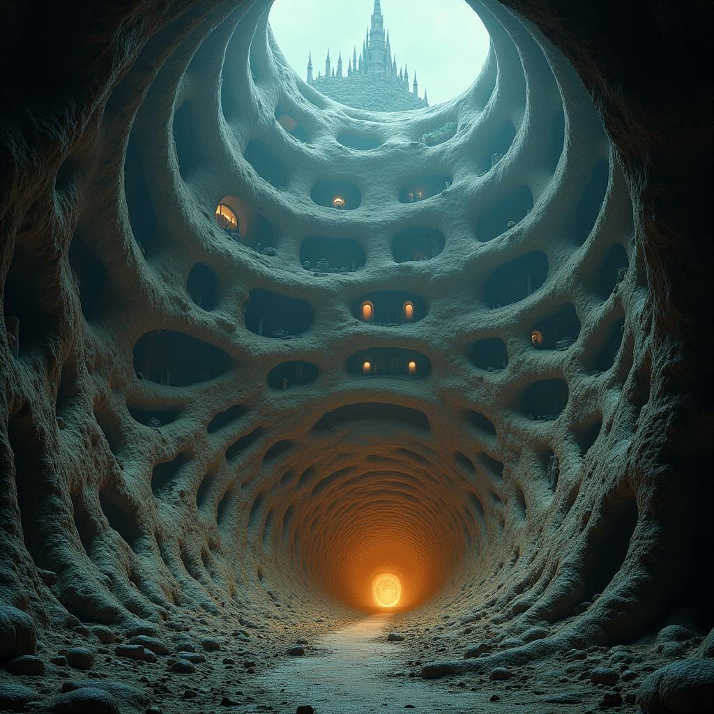 Majestic Underground City Inspired by Fantasy Art