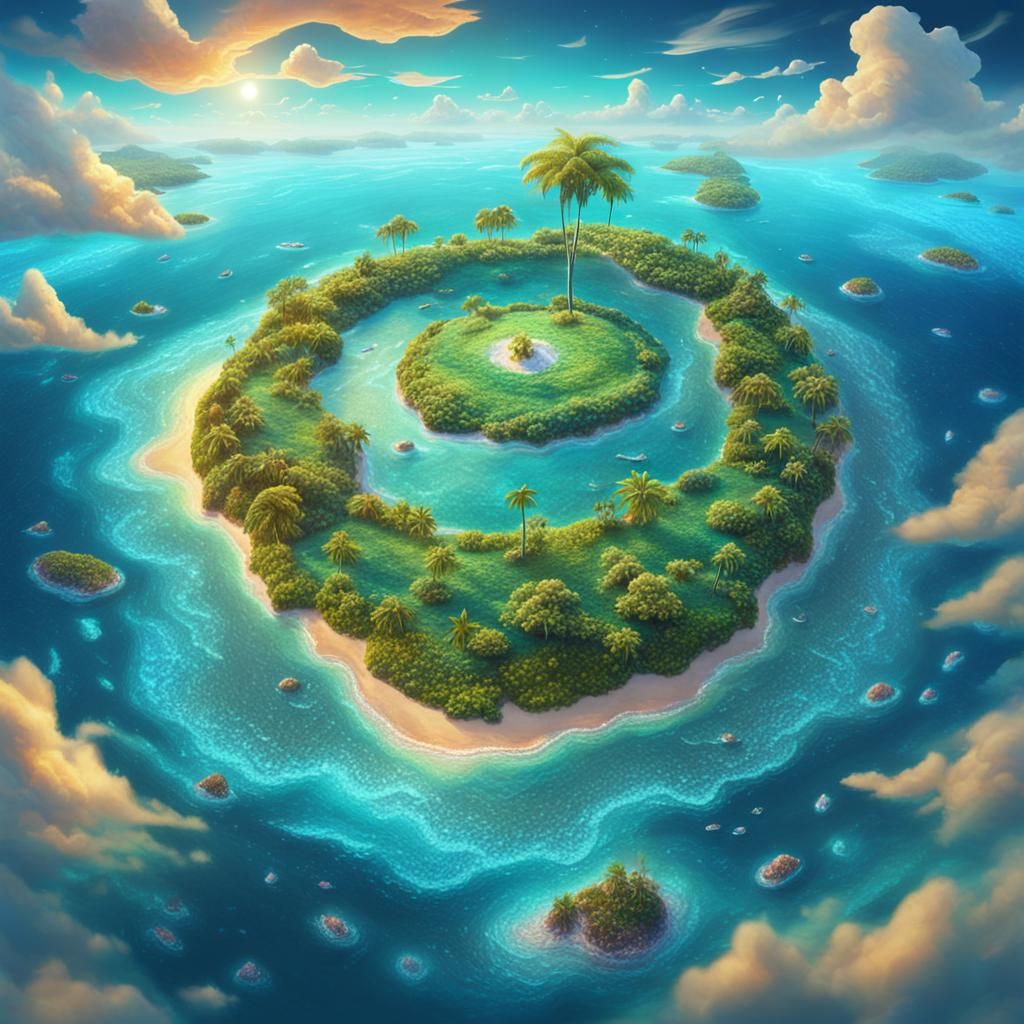 Cosmic Aerial View of a Small Island